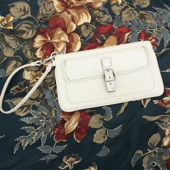 Coach White Leather Wristlet